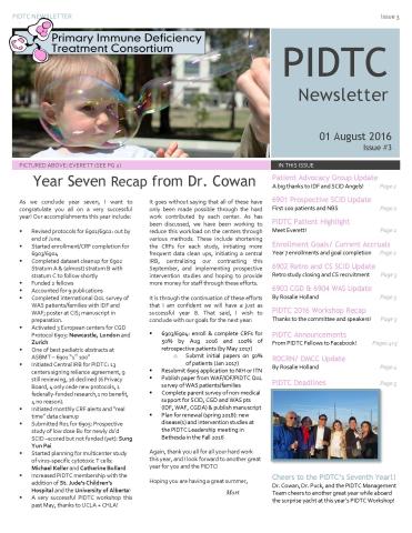 The first page of the PIDTC Summer 2016 newsletter