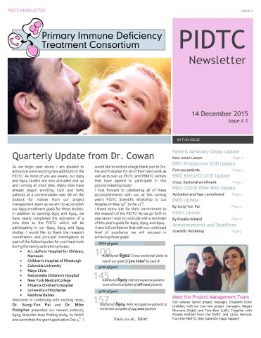 The first page of the PIDTC Winter 2015 newsletter